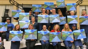 Group photo after an acrylic painting class